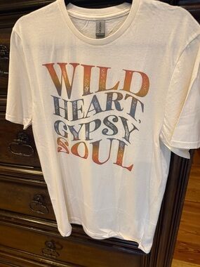 Gildan Women's White 'Wild Heart Gypsy Soul' Short Sleeve Tee